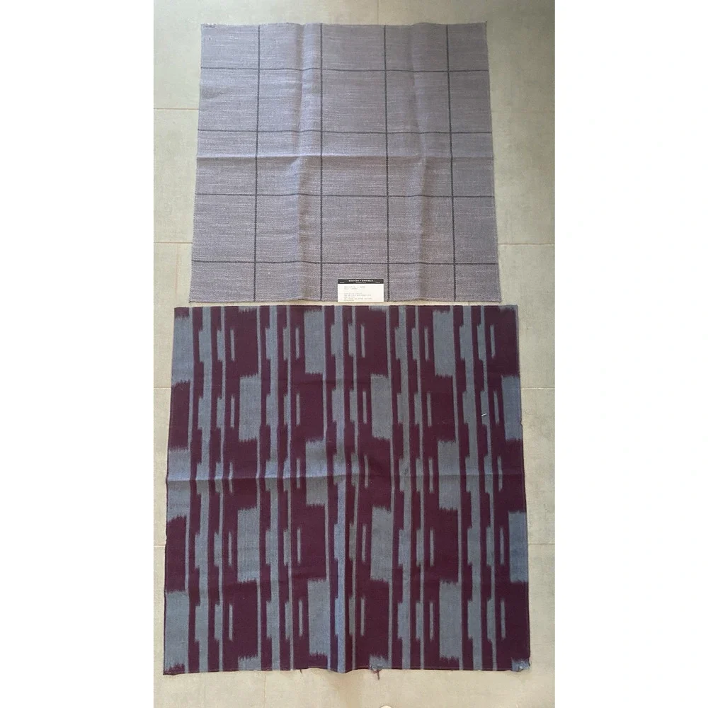 2 Gaston Y Daniela Fabric Samples Lavender Windowpane, Purple Blue Ikat 25